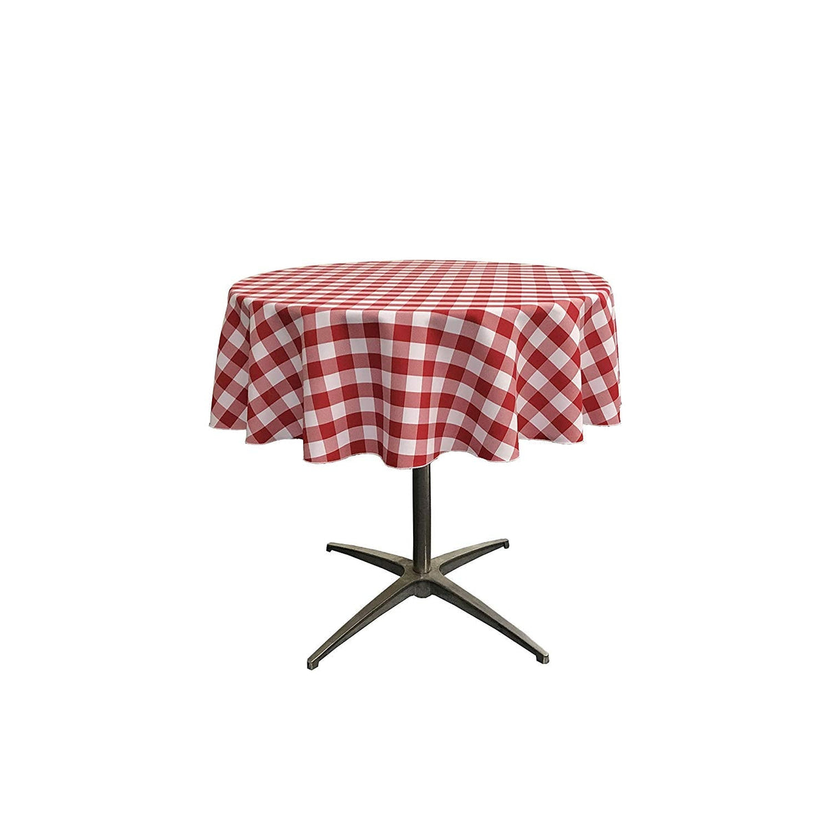 42" Round Tablecloth Polyester Fabric - Checkered Gingham Plaid, 42" Diameter (1 Piece)