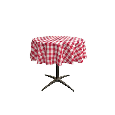 42" Round Tablecloth Polyester Fabric - Checkered Gingham Plaid, 42" Diameter (1 Piece)