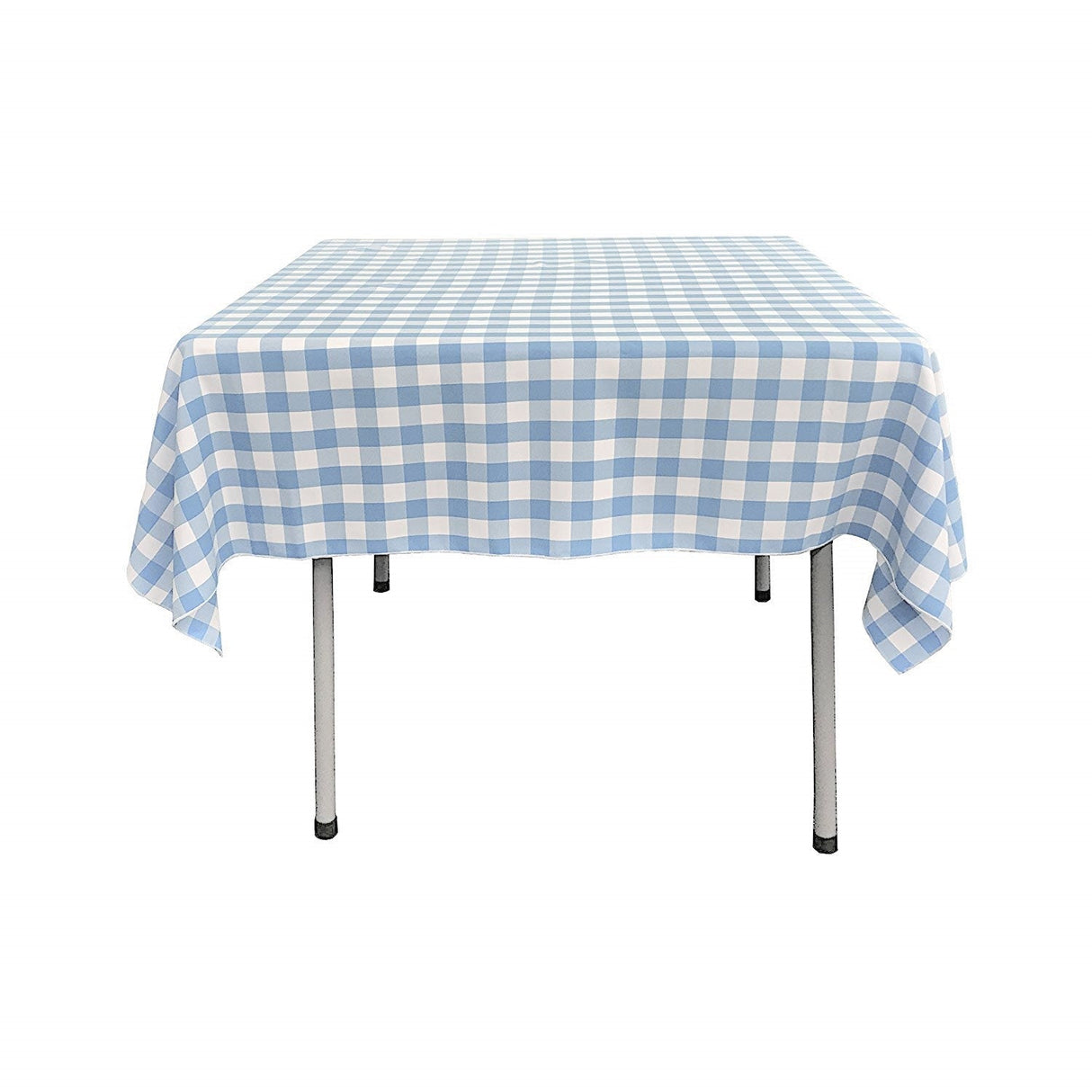 42" X 42" Square Tablecloth Polyester Fabric - Checkered Gingham Plaid, White & Lime, 42" X 42" (1 Piece)