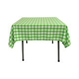 42" X 42" Square Tablecloth Polyester Fabric - Checkered Gingham Plaid, White & Lime, 42" X 42" (1 Piece)