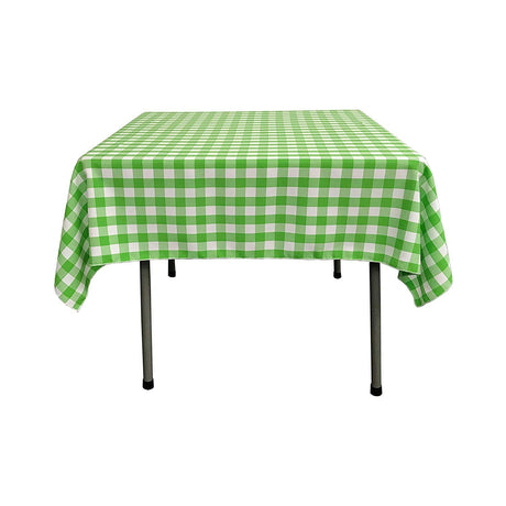 42" X 42" Square Tablecloth Polyester Fabric - Checkered Gingham Plaid, White & Lime, 42" X 42" (1 Piece)