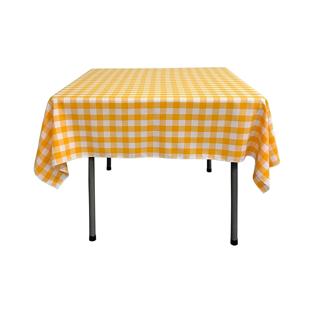 42" X 42" Square Tablecloth Polyester Fabric - Checkered Gingham Plaid, White & Lime, 42" X 42" (1 Piece)