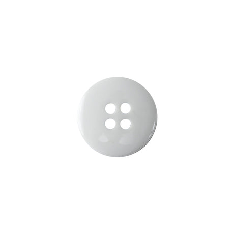 Opaque Lily White Pie-Crust Rim 4-Hole Plastic Shirt Button - 20L/12.5mm