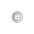 Opaque Lily White Pie-Crust Rim 4-Hole Plastic Shirt Button - 20L/12.5mm