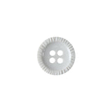 Opaque Lily White Pie-Crust Rim 4-Hole Plastic Shirt Button - 20L/12.5mm