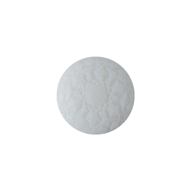 White Floral Embossed Shank Back Plastic Button - 25L/16mm