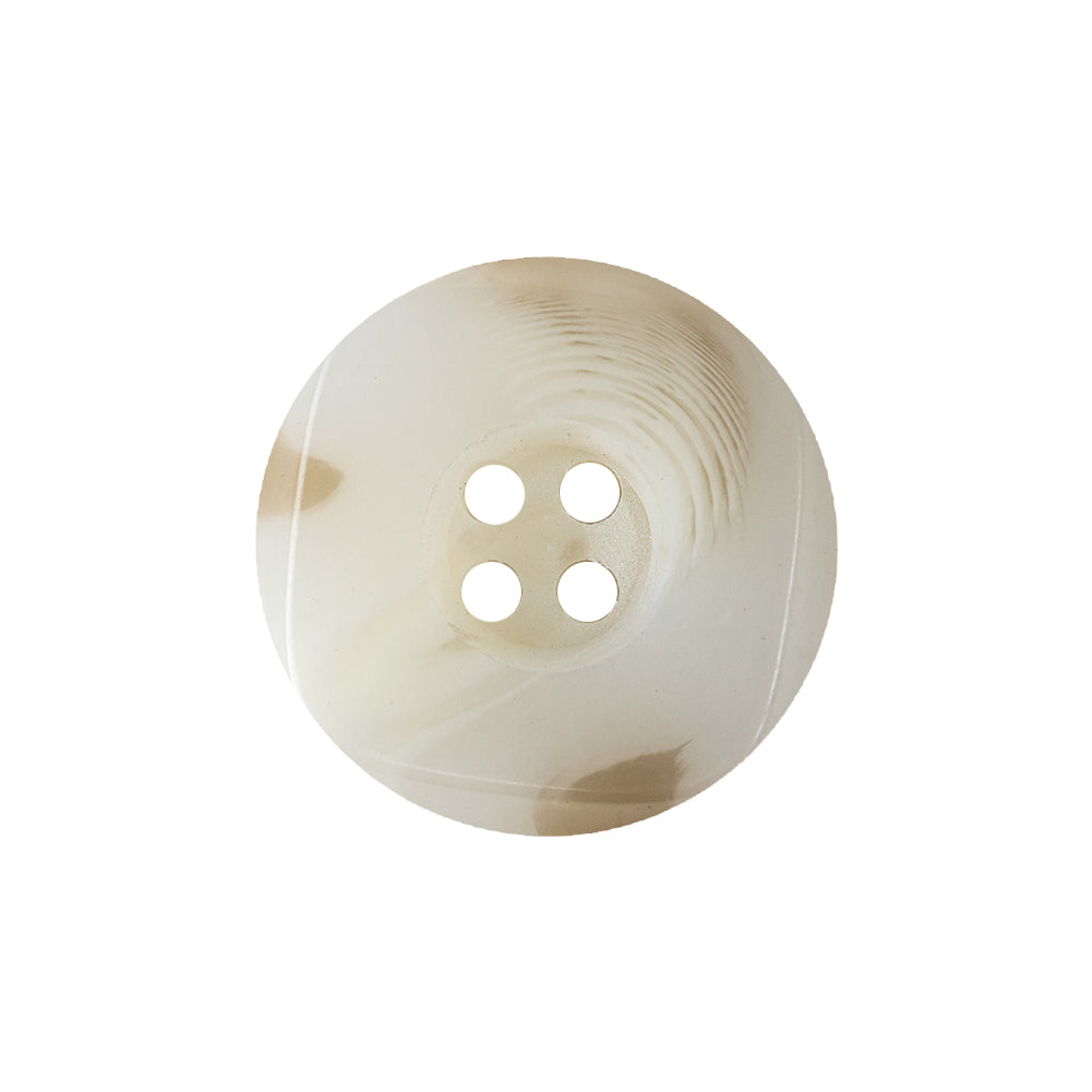 Star White and Light Tan Translucent Deep-Set 4-Hole Plastic Button - 36L/23mm