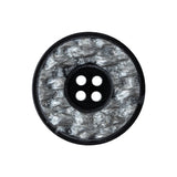 December Sky Silver and Jet Black 4-Hole Granite-Like Plastic Button - 40L/25.5mm