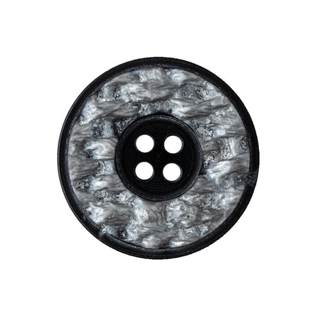 December Sky Silver and Jet Black 4-Hole Granite-Like Plastic Button - 40L/25.5mm