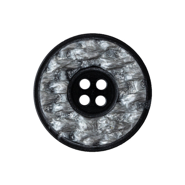 December Sky Silver and Jet Black 4-Hole Granite-Like Plastic Button - 40L/25.5mm