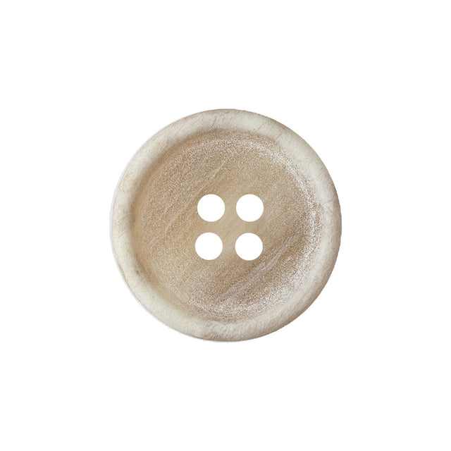 Matte Bone Shallow Plate with Tire Rim 4-Hole Plastic Button - 33L/21mm