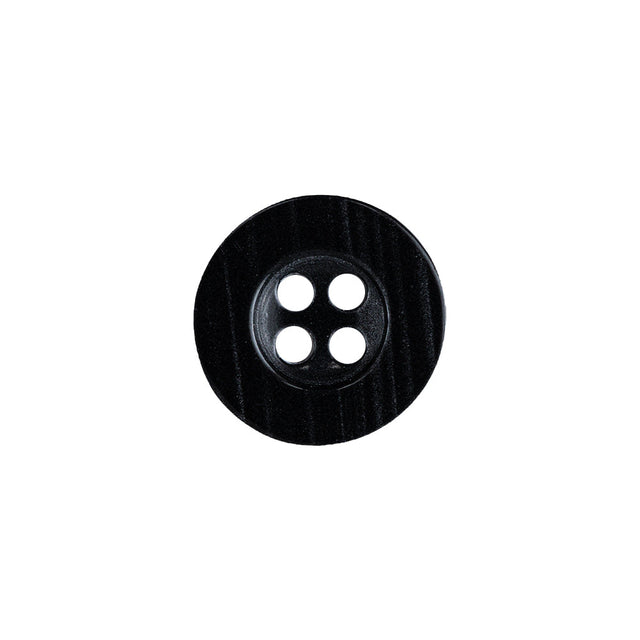 Black Beauty and Disco Ball Iridescent 4-Hole Plastic Button with Wide Rim - 24L/15mm