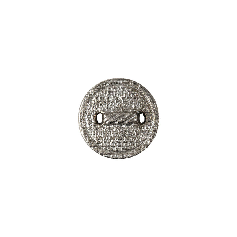 Italian Silver Faux Rope Textured Shank Back Metal Button - 20L/12.5mm