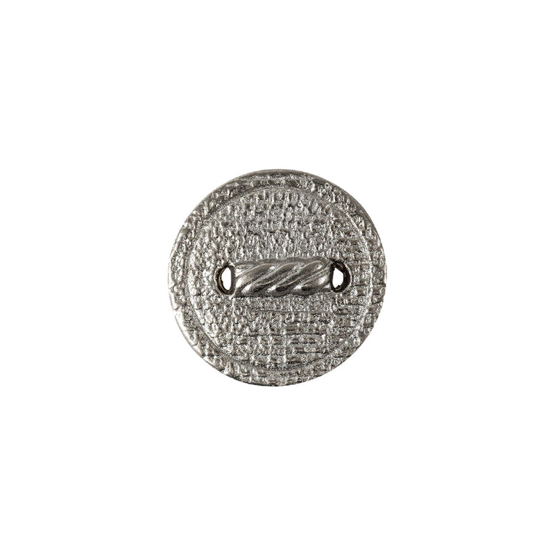 Italian Silver Faux Rope Textured Shank Back Metal Button - 24L/15mm
