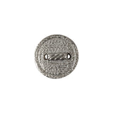 Italian Silver Faux Rope Textured Shank Back Metal Button - 24L/15mm