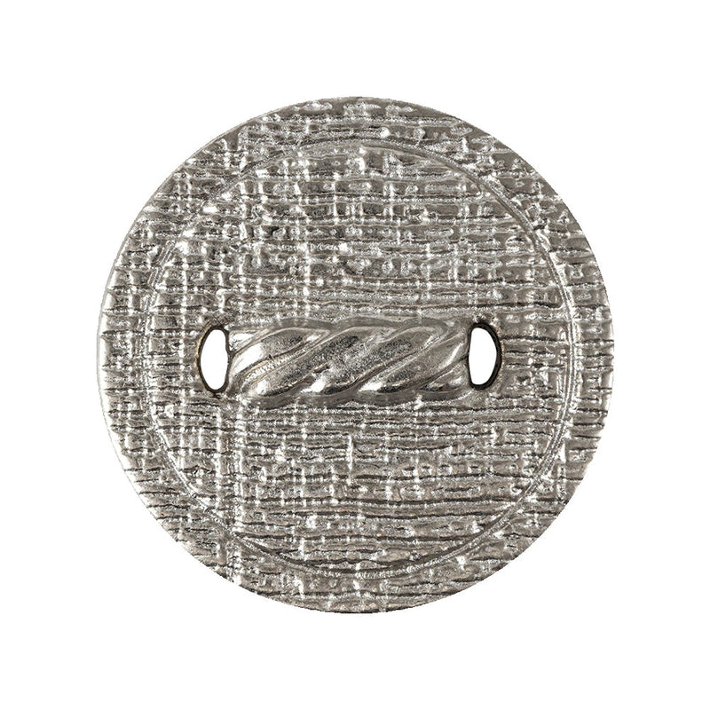 Italian Silver Faux Rope Textured Shank Back Metal Button - 44L/28mm
