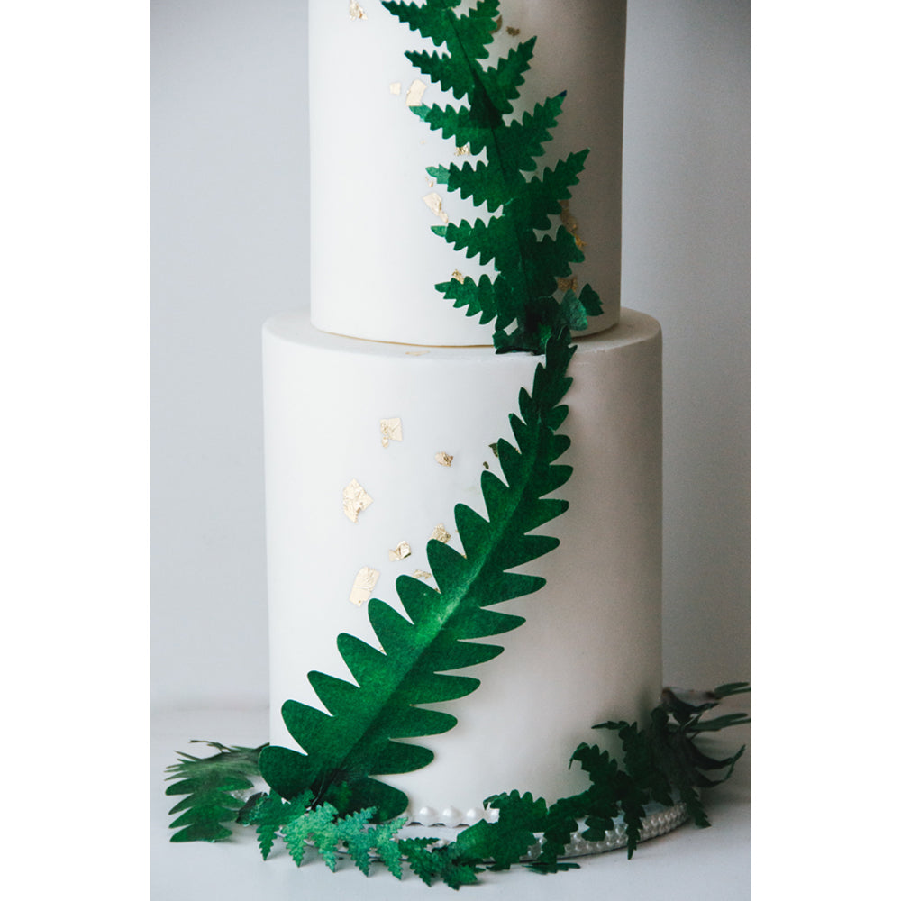 Crystal Candy Green Round Wafer Paper Ferns