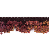 Maroon, Red, Pink and Yellow Boucled Wool Blend Trimming - 1"