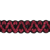 Fuchsia and Black Chenille Gimp Braided Trimming - 0.75"