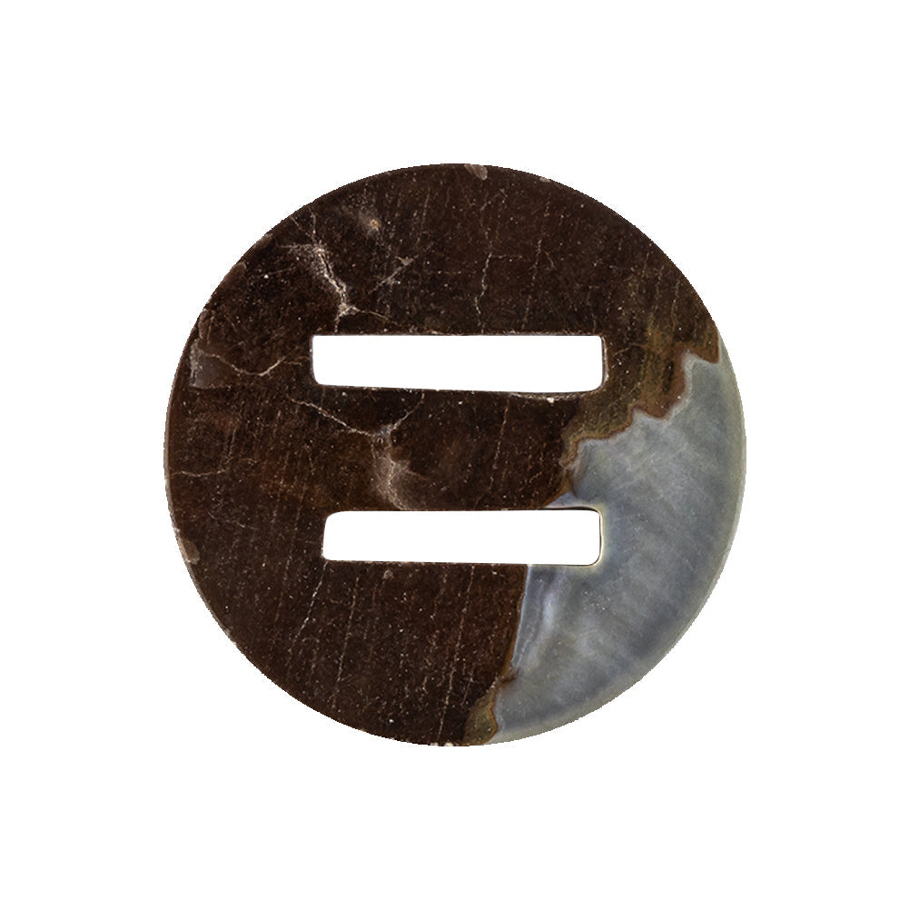 Imported Gray Mother of Pearl Slatted Shell Button - 40L/25.5mm