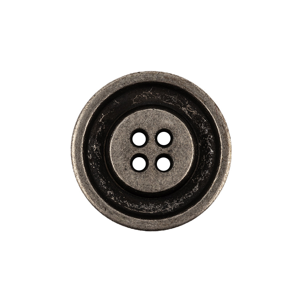 Italian Silver Oxidized Deep Well 4-Hole Button - 36L/23mm