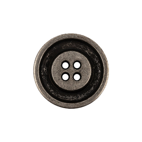 Italian Silver Oxidized Deep Well 4-Hole Button - 36L/23mm