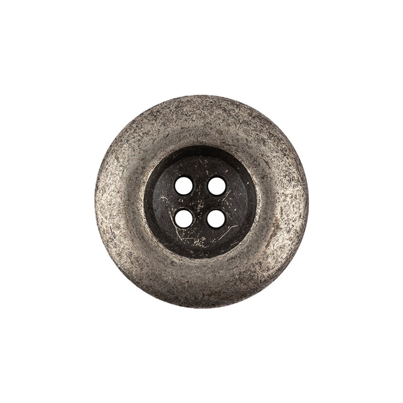 Italian Silver Oxidized Deep Well 4-Hole Button - 36L/23mm