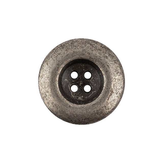Italian Silver Oxidized Deep Well 4-Hole Button - 36L/23mm