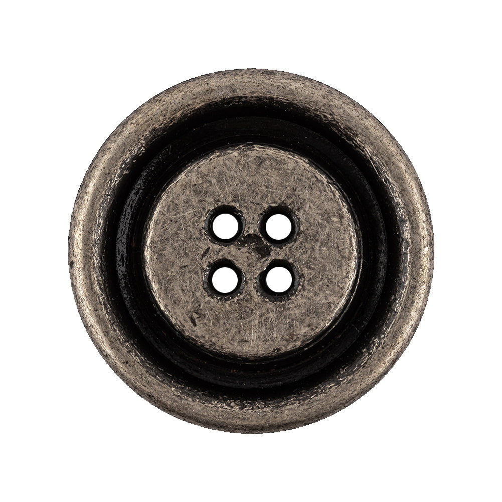 Italian Silver Oxidized Deep Well 4-Hole Button - 44L/28mm