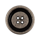 Italian Silver Oxidized Deep Well 4-Hole Button - 44L/28mm