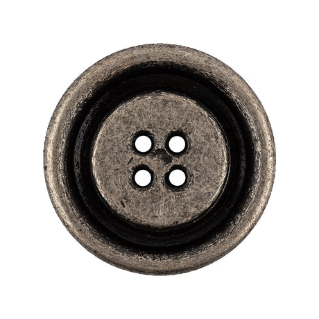 Italian Silver Oxidized Deep Well 4-Hole Button - 44L/28mm