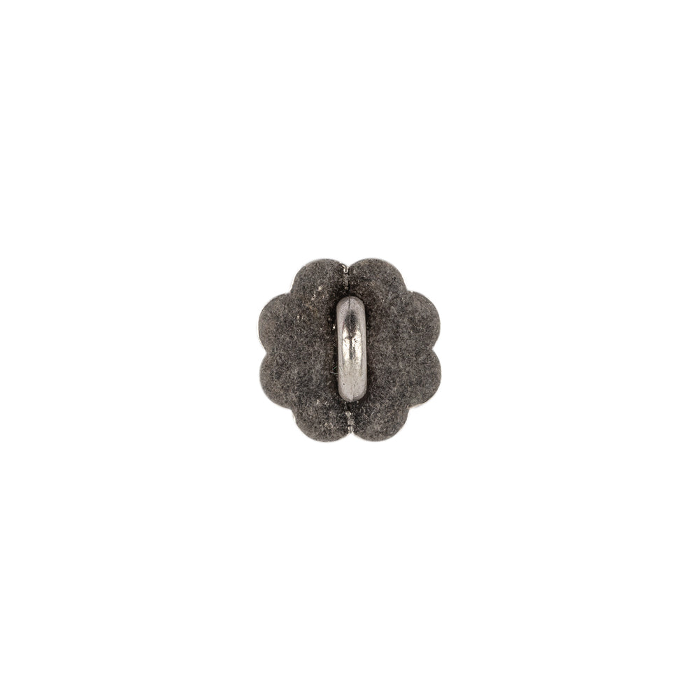 Italian Silver Oxidized Floral Shank Back Button - 18L/11.5mm