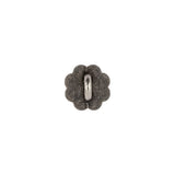 Italian Silver Oxidized Floral Shank Back Button - 18L/11.5mm