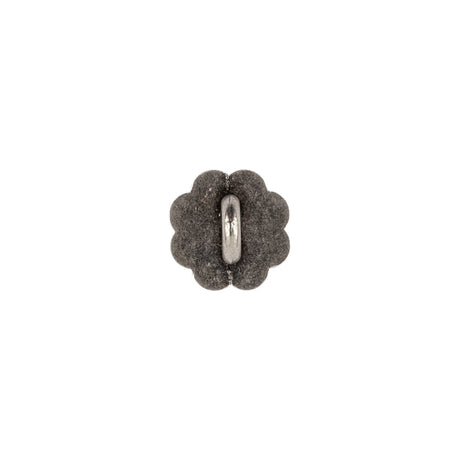Italian Silver Oxidized Floral Shank Back Button - 18L/11.5mm