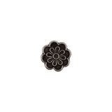 Italian Silver Oxidized Floral Shank Back Button - 18L/11.5mm