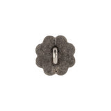 Italian Silver Oxidized Floral Shank Back Button - 24L/15mm