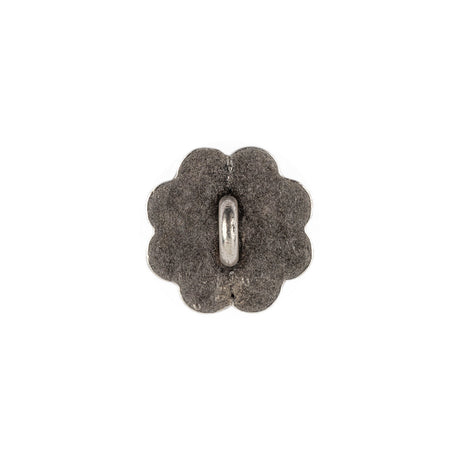 Italian Silver Oxidized Floral Shank Back Button - 24L/15mm