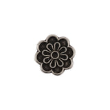 Italian Silver Oxidized Floral Shank Back Button - 24L/15mm