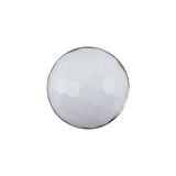 Italian White and Silver Geometric Faceted Dome Shaped Shank Back Button - 32L/20mm
