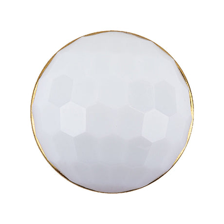 Italian White and Gold Geometric Faceted Dome Shaped Shank Back Button - 44L/28mm