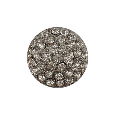 Italian Silver Cast Metal and Rhinestone Shank Back Button - 36L/23mm