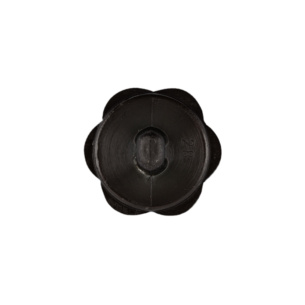 Italian Black Floral and Geometric Shank Back Nylon Button - 32L/20mm