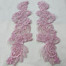 Beaded Corded Floral Lace Applique Polyester Fabric - Floral Embroidered Organza, 10" X 3" Each Side, 4 Colors (1 Pair)