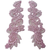 Beaded Corded Floral Lace Applique 10" x 3"