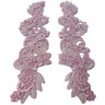 Beaded Corded Floral Lace Applique 10" x 3"