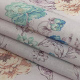 Lilac Floral Printed Linen Woven