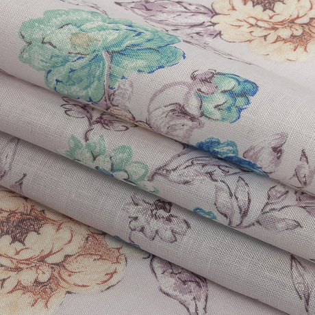 Lilac Floral Printed Linen Woven