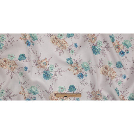 Lilac Floral Printed Linen Woven