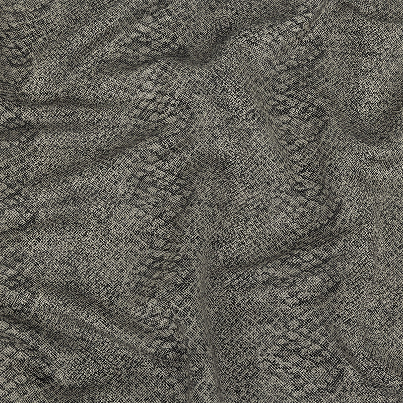 Black and Gray Python Patterned Linen Jacquard