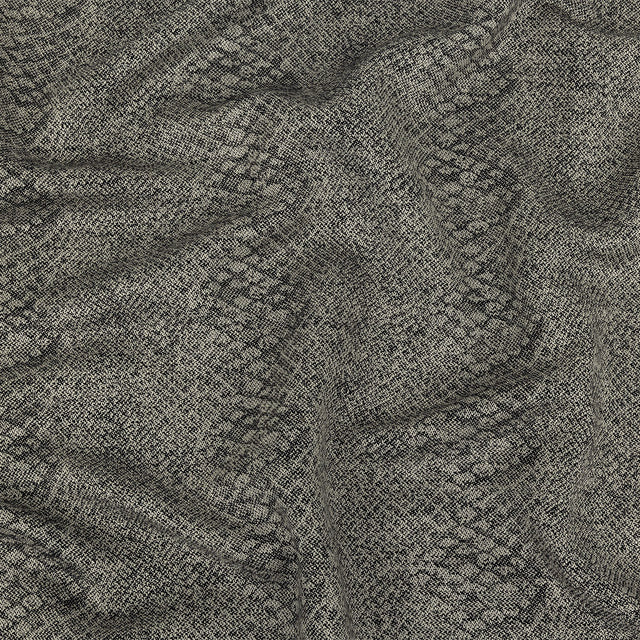 Black and Gray Python Patterned Linen Jacquard